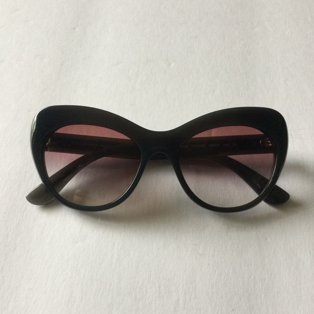 DOLCE & GABBANA CAT EYE SUNGLASSES CHARCOAL WITH PINK SEQUIN DETAIL NWOT